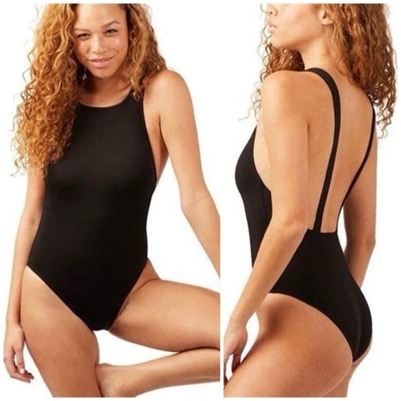 NWT Andie The Montauk One Piece High Neck Ribbed Black Swimsuit, Size XXXL - Picture 1 of 16